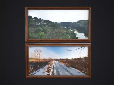 Frame and two pictures Free low-poly 3D model