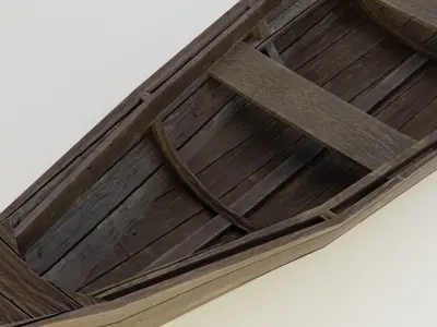 Low Poly Boat viking canoe Low-poly 3D model