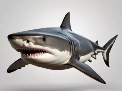 Great White Shark Fierce Predator Open Mouth Sharp Teeth Low-poly 3D model