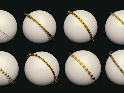 63 SCI-FI CHAIN IMM BRUSHES FOR ZBRSUH HIGH and LOWPOLY Low-poly 3D model