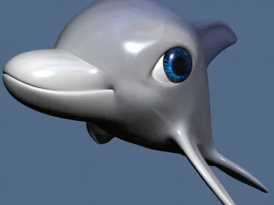 Cartoon Dolphin RIGGED Low-poly 3D model