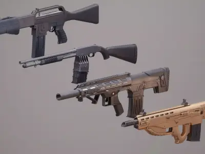 Shotgun Set 1 gun Low-poly 3D model