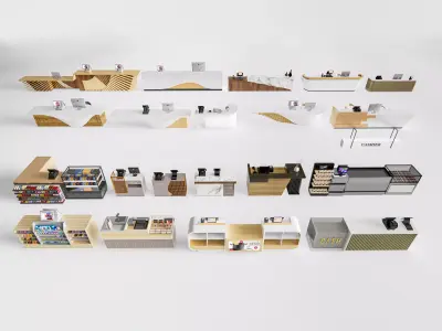 Supermarket Shop Store Elements checkout counter 6 3D model