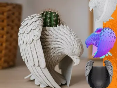 Predatory Bird Eagle Falcon Planter Pen Holder 3D print model