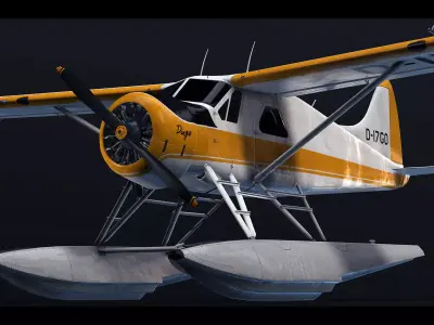 DHC-2 Beaver Seaplane Low-poly 3D model