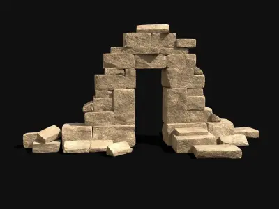  ARABIC DESERT RUINS GATE ORIENTAL EGYPTIAN SAND STONE Low-poly 3D model