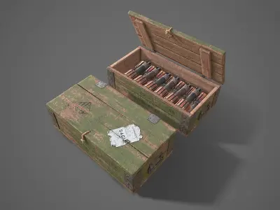 Sci-fi post apocalyptic crate of grenades  Low-poly 3D model