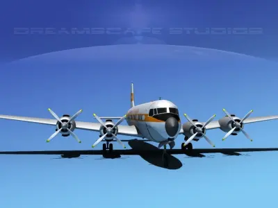 Douglas DC-7C Carribean Charter 3D model