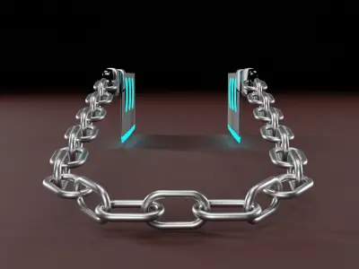 Cyberpunk cleavers on a chain 3D model 3D model