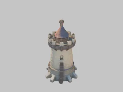 Lowpoly STylized medieval fantasy tower Low-poly 3D model