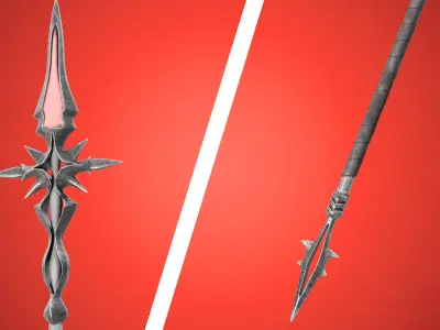 Crimson Medieval Fantasy Weapon Set Low-poly 3D model
