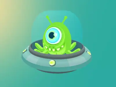 Alien in UFO sauser Low-poly 3D model