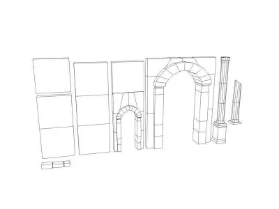Modular Ruins Kit Low-poly 3D model