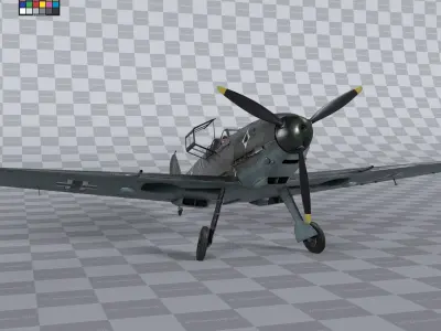 Messerschmitt BF109 German Fighter Airplane Grey V2 3D model