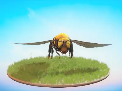 Honey Bee Animated Rigged  Low-poly 3D model