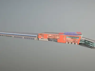 Airport Railroad Station UUEE Aeroexpress Low-poly 3D model
