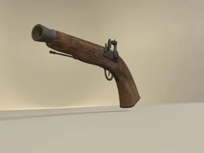 Pirate flintlock gun Low-poly 3D model