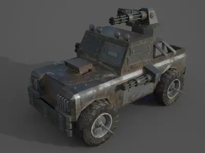 Post Apocalyptic Monster Rover Truck Low-poly 3D model