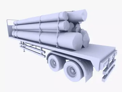 Truck Trailer 5 Low-poly 3D model