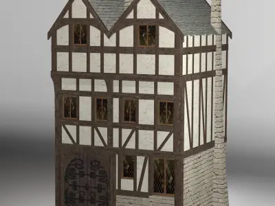 Medieval high house2 Free low-poly 3D model