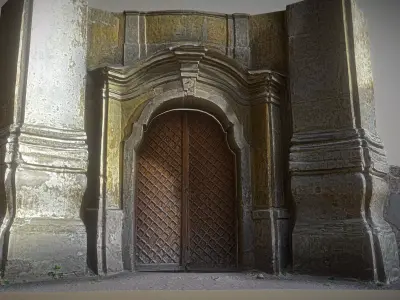 Old rusty church gate scan Low-poly 3D model