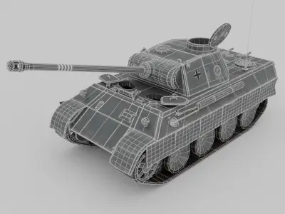 Panther Ausf D Medium Tank Low-poly 3D model