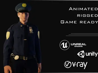 Policeman Character 02 Low-poly 3D model