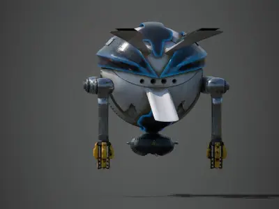 High detailed Sci Fi Harvesting Drone Low-poly 3D model