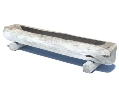 Wooden water trough for cattle Low-poly 3D model