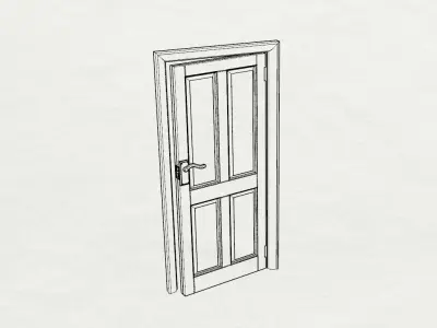 Dolls House Contemporary internal door 4 panel 12th Scale 3D print model