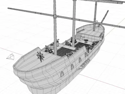 Galleon BattleShip Low-poly 3D model