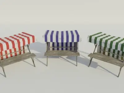 Medieval Market Stall - Low poly Low-poly 3D model