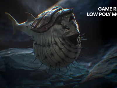 Fish low poly model - Porcupinefish Diodon lowpoly - 6 Low-poly 3D model