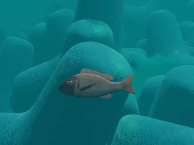 Fish 3D flying in sky Low-poly 3D model