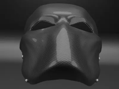 Procedural carbon-fiber aggressive mask with backstraps 3D model