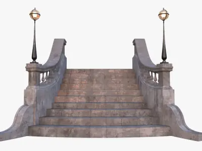 Stone Stair 0001 Low-poly 3D model