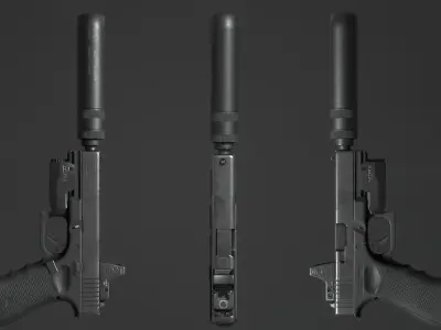 Glock 17 pistol Low-poly 3D model