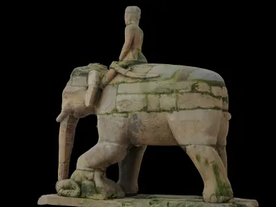 Ancient mounted elephant with 3 LOD - Nepal Heritage Low-poly 3D model