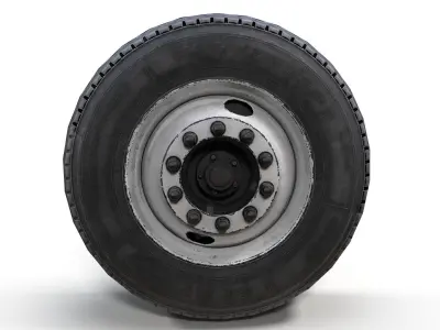Heavy truck steel wheels PBR Low-poly 3D model