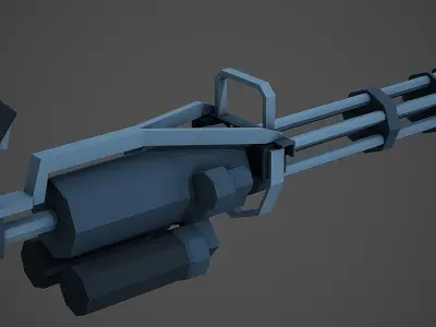 Stylized Minigun Low Poly Mobile Ready Low-poly 3D model