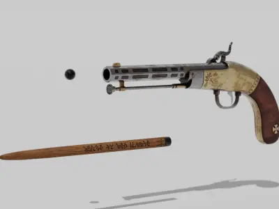 OB 00 01 vampire hunter auxiliary pistol Low-poly 3D model
