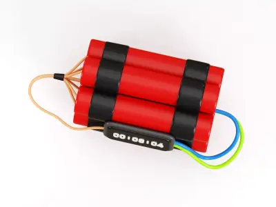 Cartoon Digital Time Bomb Dynamite Low-poly 3D model