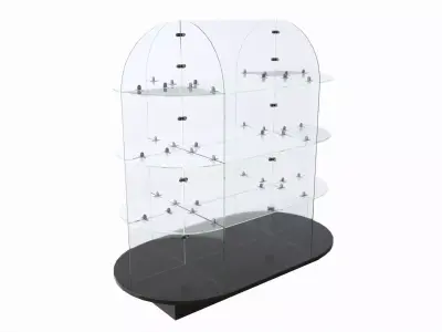 Store oval glass double sided display shelf 3D model