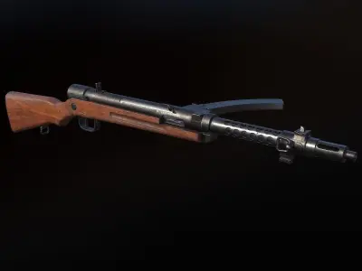 Type 100 Submachine Gun Low-poly 3D model