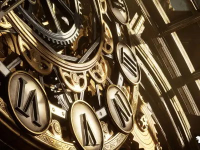 Steampunk Clock Factory Environment Low-poly 3D model