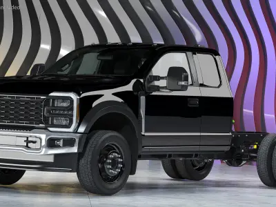 Pickup Chassis Cab Black Long Cab 3D model