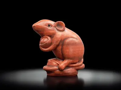 mouse taiwanese wood carving of rat 3D model