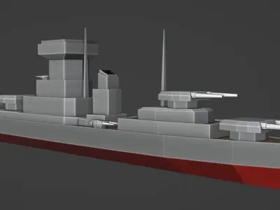 low poly battle ship Low-poly 3D model