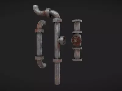 Rusty Pipes Low-poly 3D model