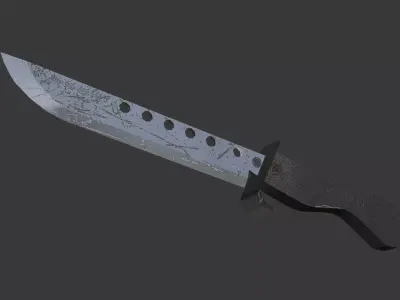 JAPANESE LOWPOLY DAMAGED KNIFE Low-poly 3D model